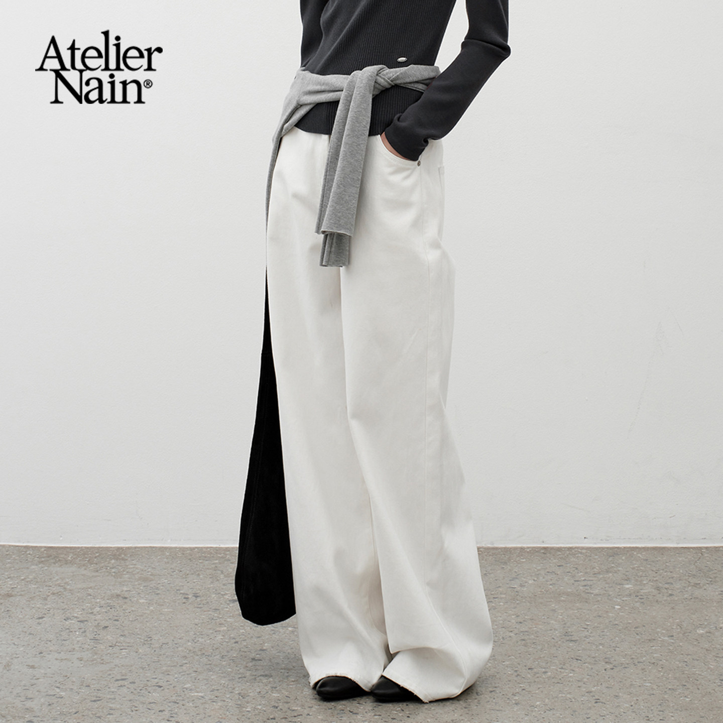 Atelier Nain2026年春季新款牛仔裤女琥珀流光风百搭直筒显瘦长裤
