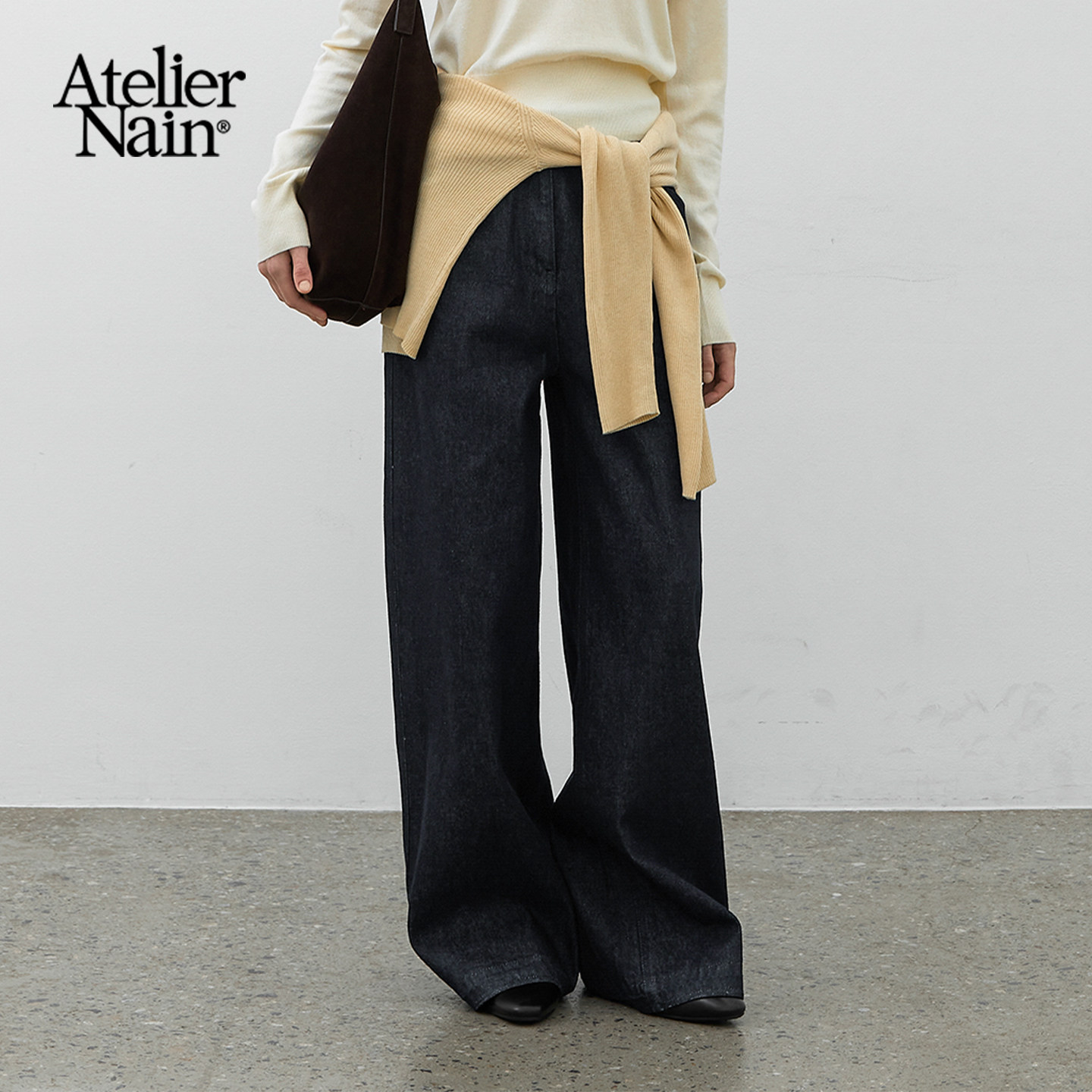 Atelier Nain2026年春季新款牛仔裤宽松阔腿裤韩版显瘦直筒长裤女
