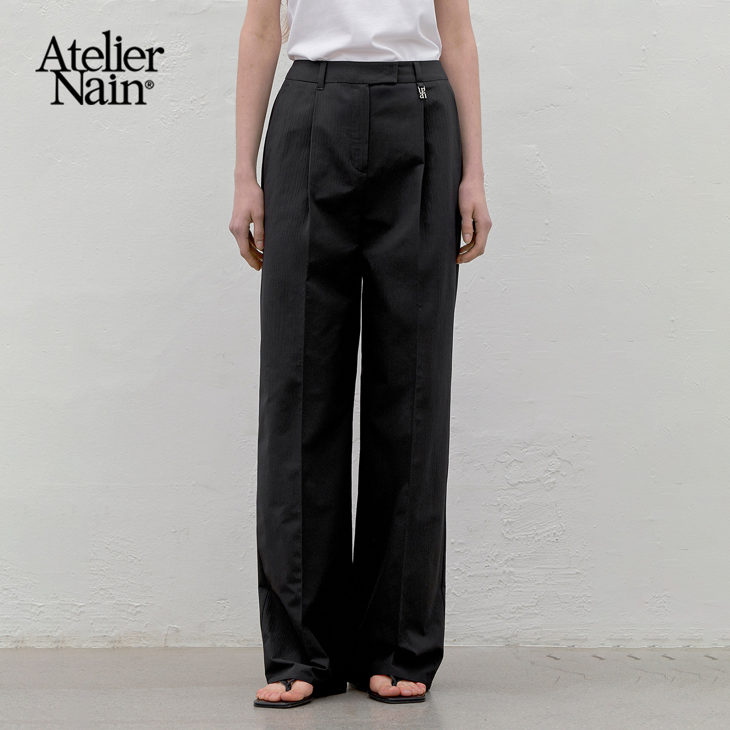 Atelier Nain2025年夏季新款高腰显瘦直筒裤休闲西装裤阔腿长裤女