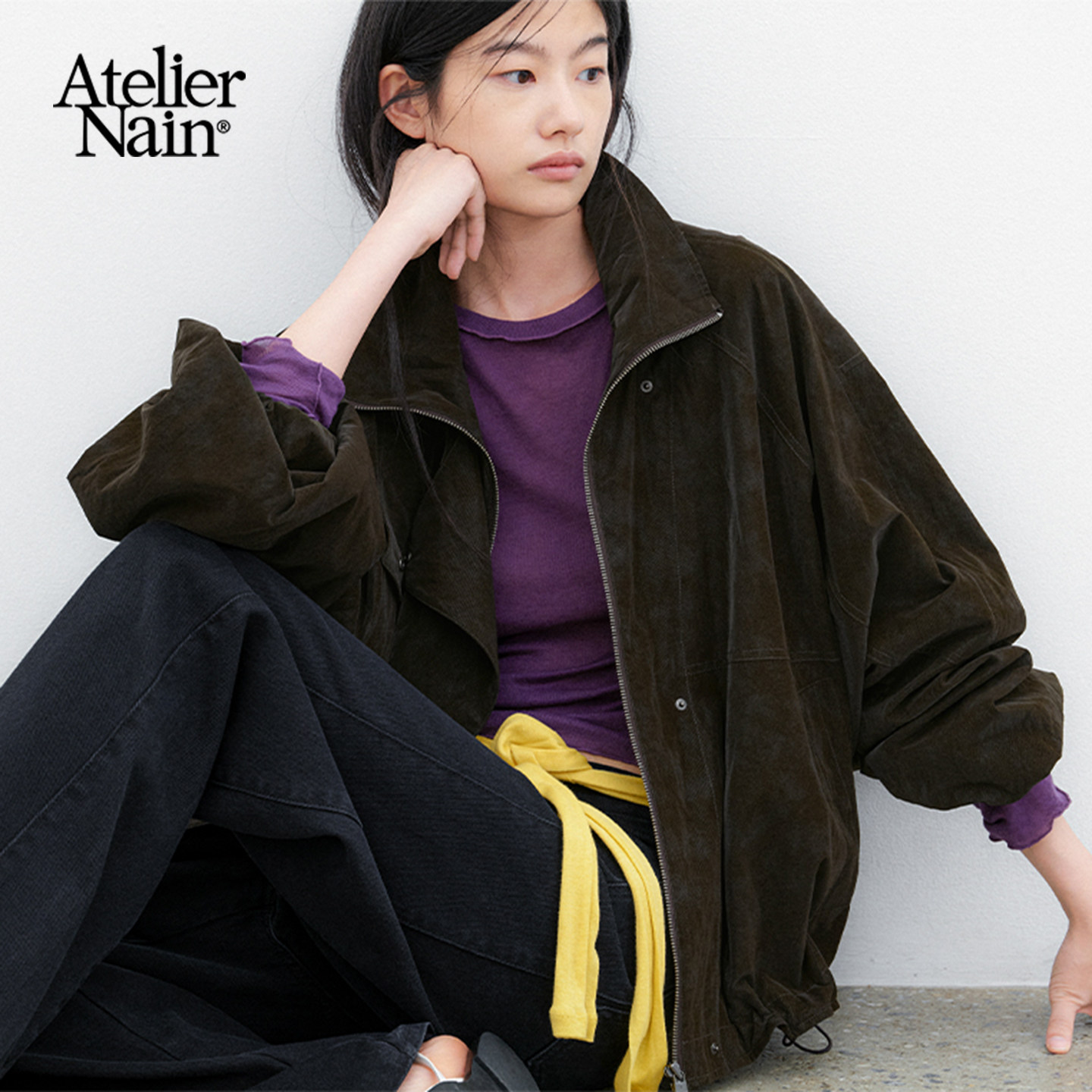 Atelier Nain2026年秋季新款复古风翻领短外套女宽松灯笼袖夹克