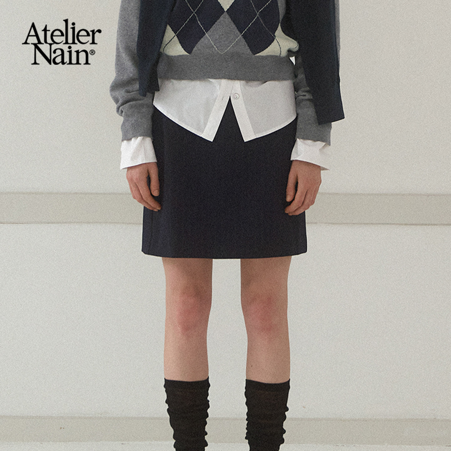 Atelier Nain2026年春季新款短裙韩版通勤高级感黑色显瘦A字裙女