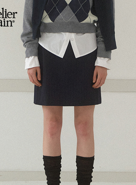 Atelier Nain2025年秋季新款短裙韩版通勤高级感黑色显瘦A字裙女