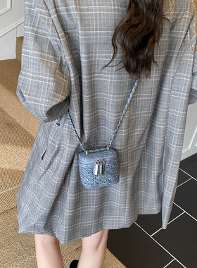 质感亮钻链条包包女时尚洋气百搭零钱耳机包迷你小方包斜挎盒子包