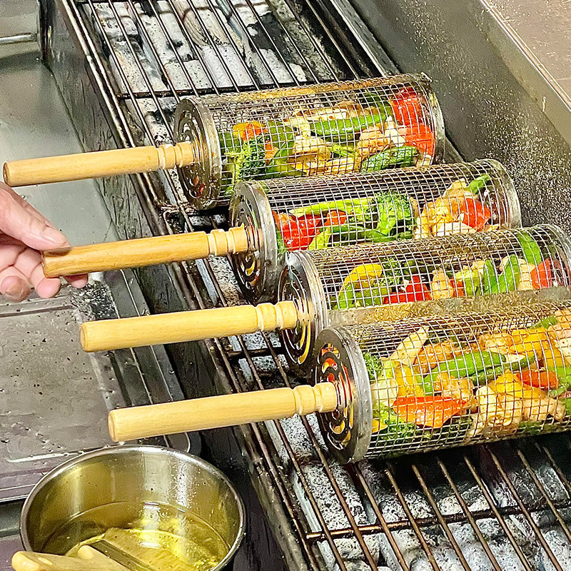 【滚动的蔬菜】烤菜笼烧烤笼烧烤网滚筒不锈钢加厚户外露营烧烤架,户外/登山/野营/旅行用品,烧烤网,淘宝优惠券,粉丝福利购,淘宝优惠卷