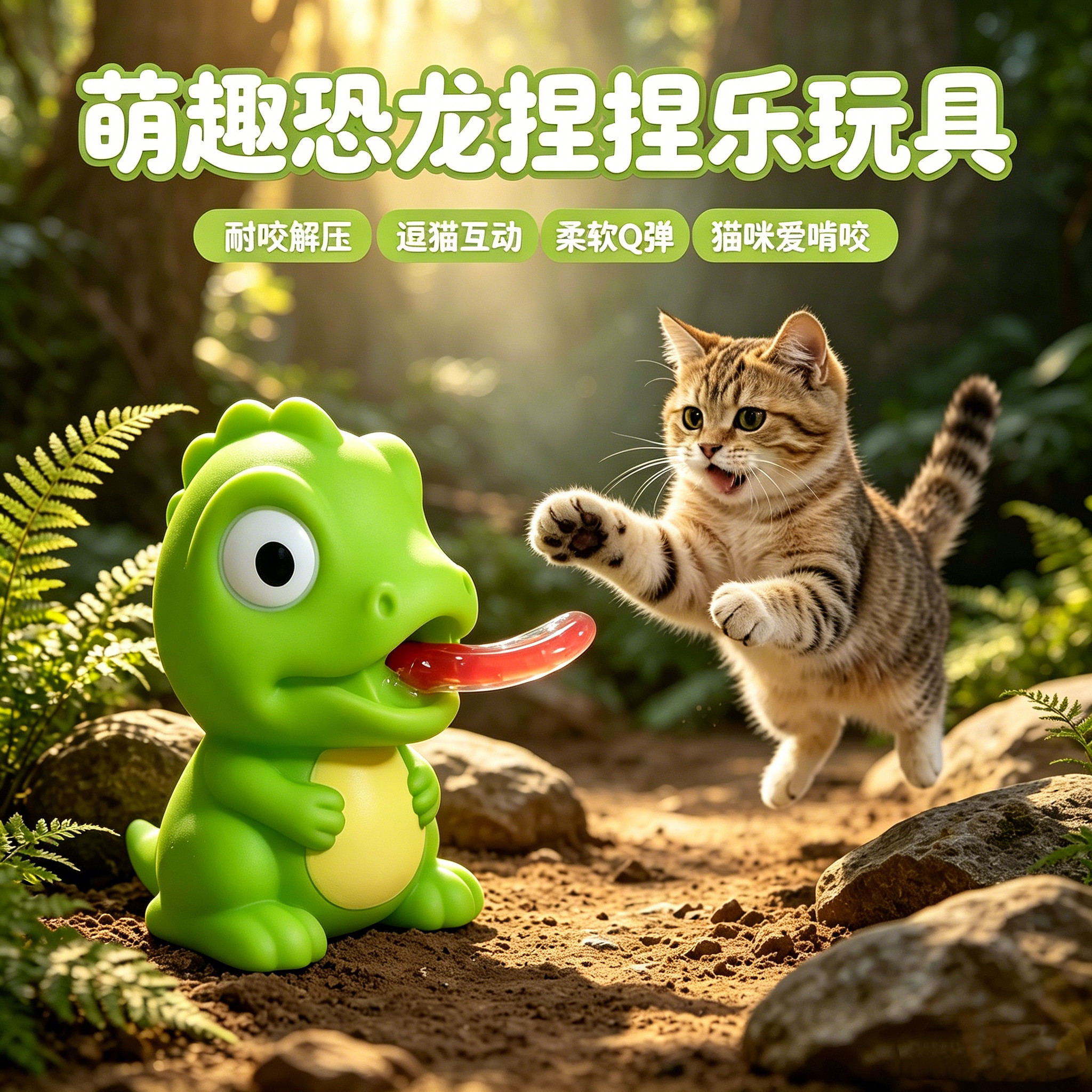 青蛙吐舌发声逗猫棒整蛊解闷