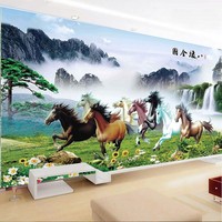 八駿圖馬到成功十字繡客廳滿繡八駿馬八匹馬山水風景2020新款線繡