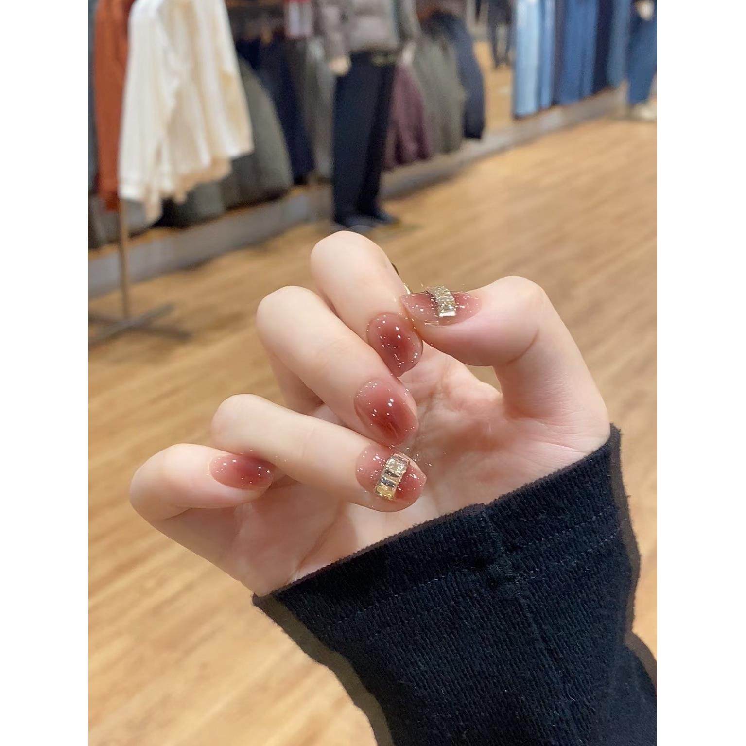 【水木年华】秋冬纯手工穿戴甲纯欲腮红高级感爆闪短款温柔显白美