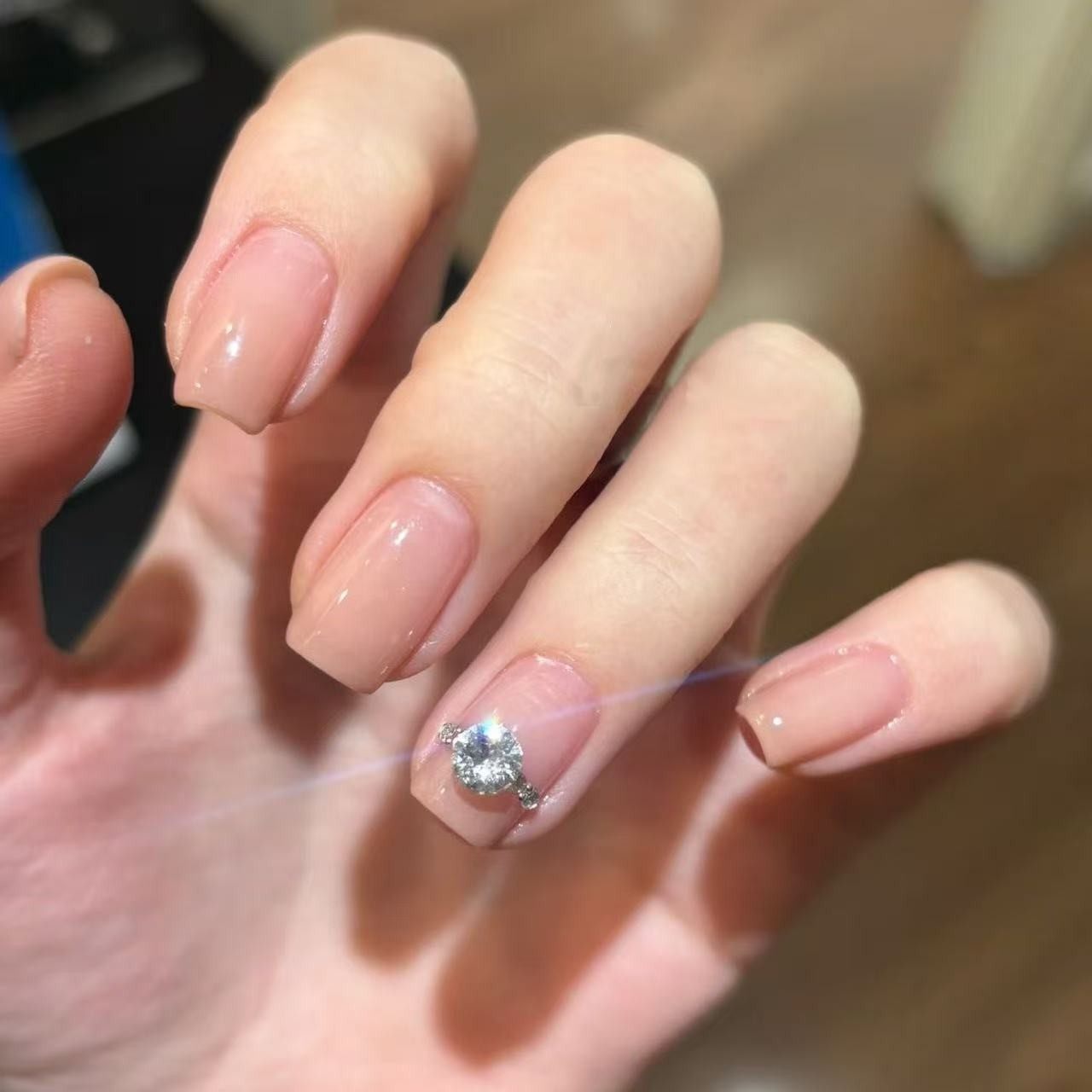 克拉恋人短款穿戴甲显白裸色
