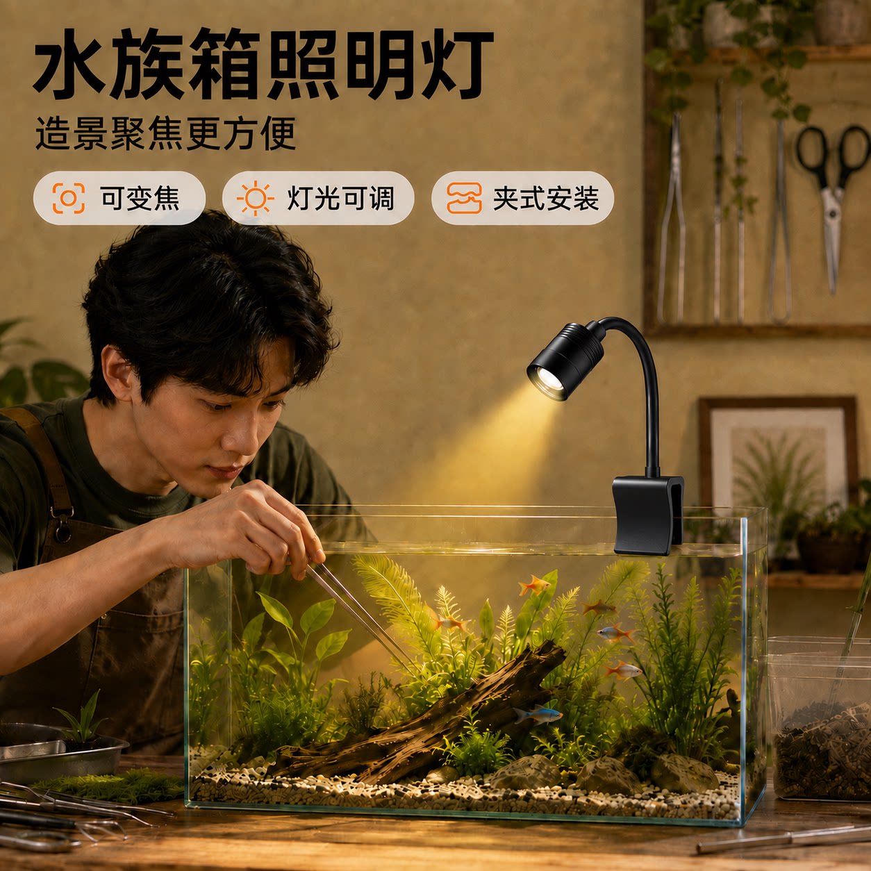 LED变焦鱼缸水草龟灯潮流