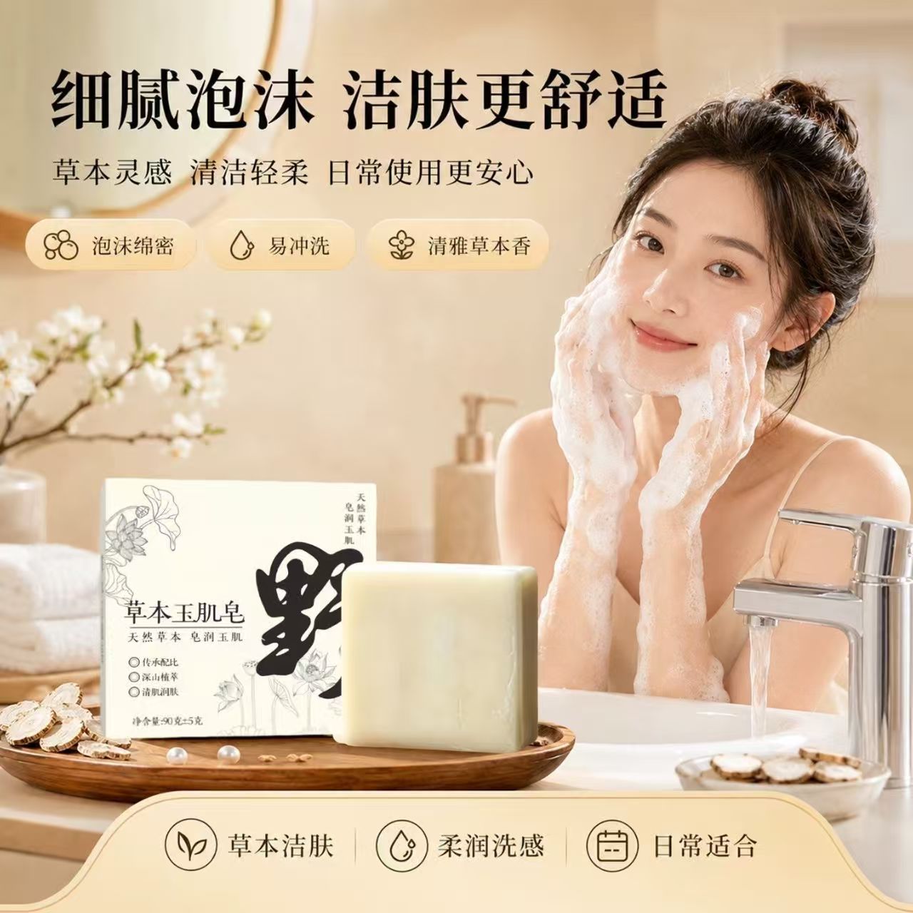 古方手工皂野玉肌皂洁面控油沐浴洗面皂养肤中药皂全身可用肥皂