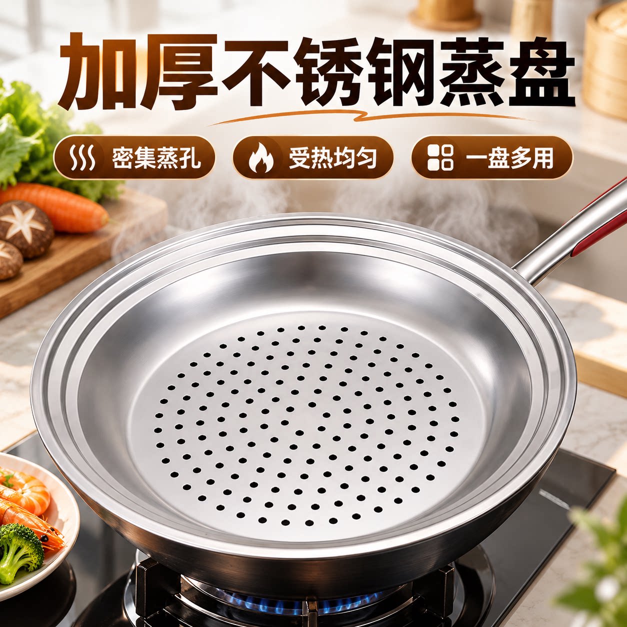 不锈钢加厚圆形隔水蒸架