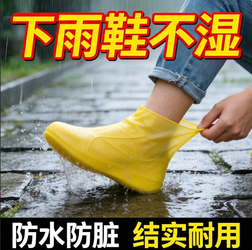 矽胶防水防滑加厚耐磨户外雨鞋套