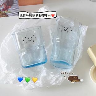玻璃杯女水杯家用冷萃杯咖啡杯网红水杯早餐杯子可爱牛奶杯