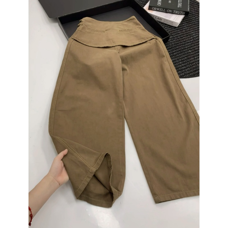 韩版ins复古卡其色牛仔裤女冬季