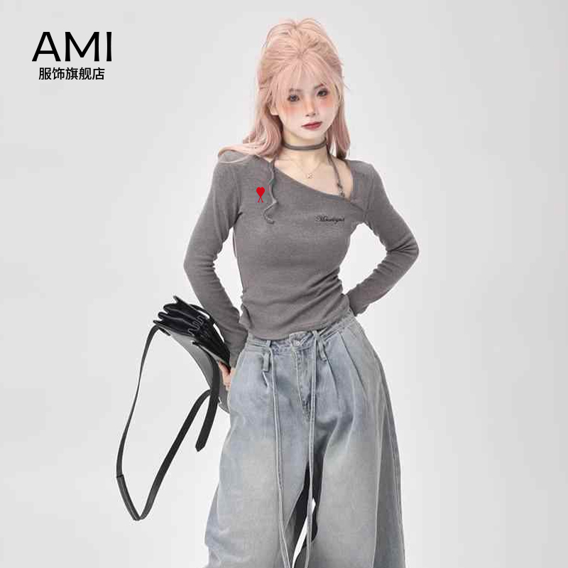 AMI旗舰店美式正肩长袖t恤