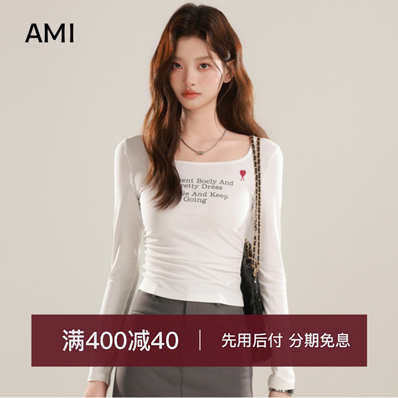 AMI美式辣妹风白色长袖t恤