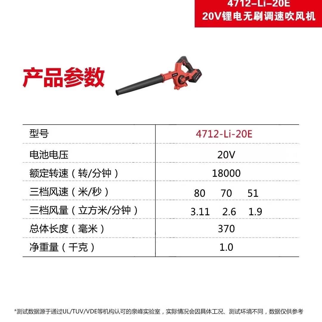 大有锂电无刷吹风机4712大功率吹灰工业级施工吹尘器吹雪机充电式