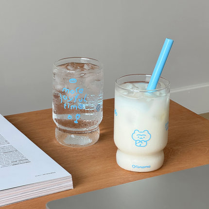Drimomo原创小熊玻璃杯办公室简约可爱ins风高颜值牛奶咖啡杯水杯