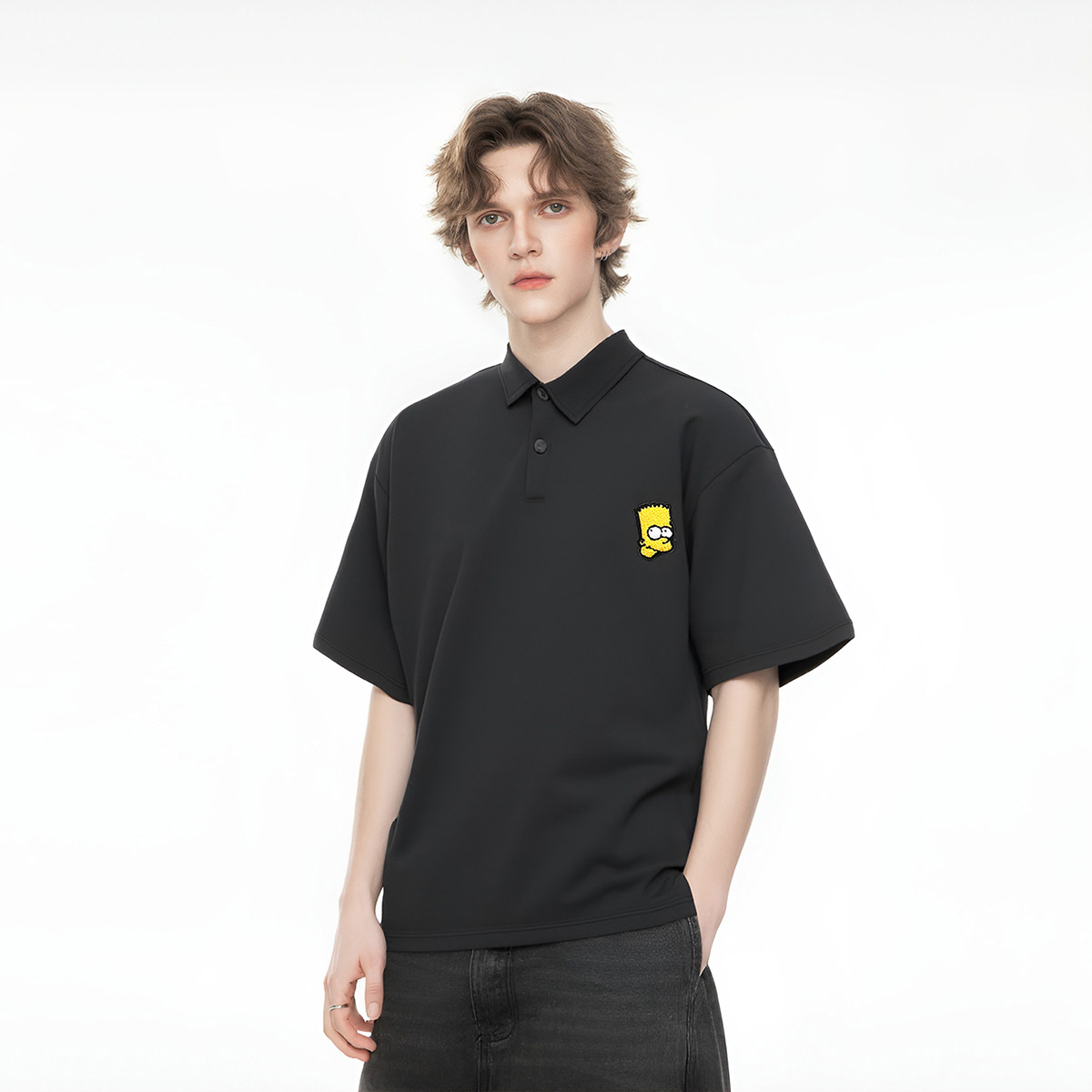 辛普森一家Polo衫2025新款美式复古基础印花刺绣宽松短袖T恤情侣