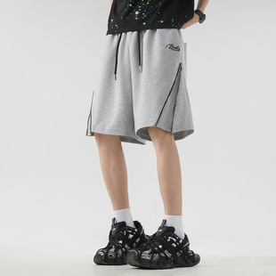 辛普森一家短裤2025新款美式复古休闲抽绳刺绣印花宽松五分裤子男