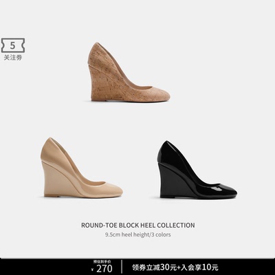 Cihi法式全包圆头坡跟单鞋