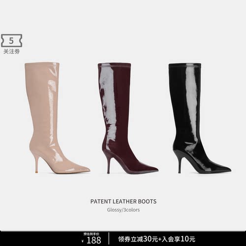 Cihi防水尖头细跟短靴黑色马丁靴