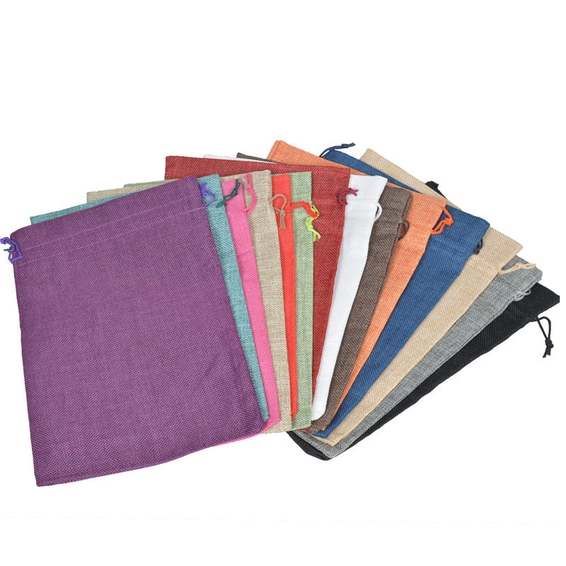 麻布抽绳袋亚麻束口袋首饰收纳咖啡豆包装20x30cm米袋仿麻布袋