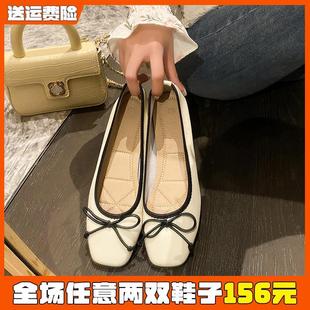女鞋 蝴蝶结单鞋 软底大码 女夏平底2025新款 41到43 浅口晚晚风温柔鞋