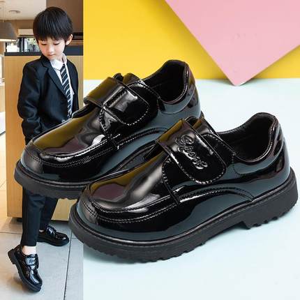 儿童鞋男童皮鞋春秋2025新款韩版英伦风黑色软底小学生校园演出鞋