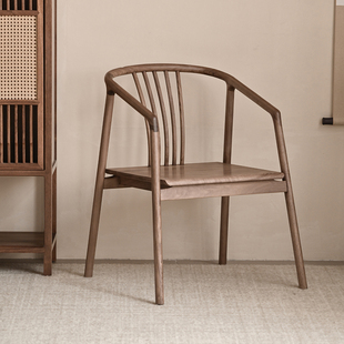 素沐北美FAS级黑胡桃圈椅主人椅子实木轻奢新中式 休闲靠背扶手高