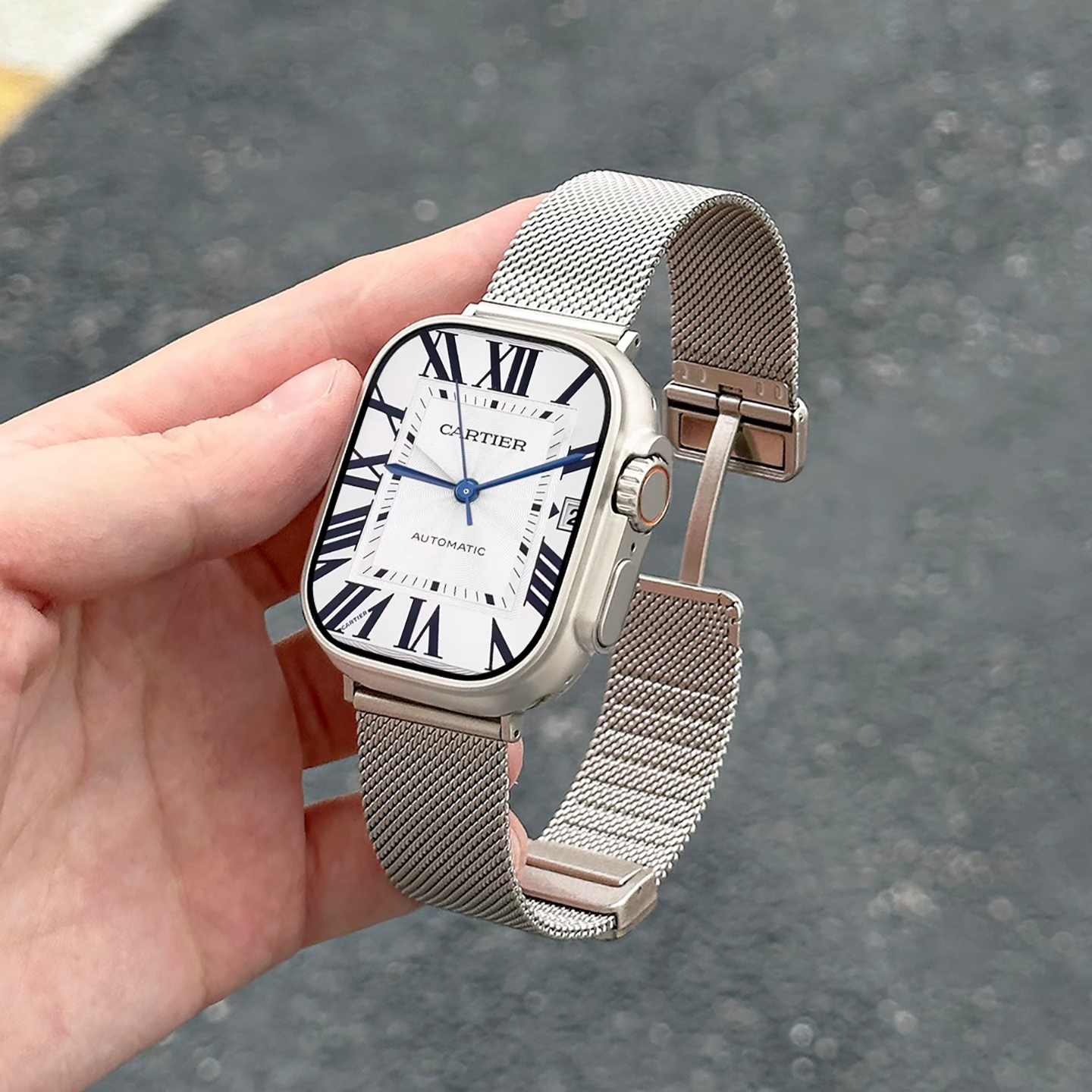 适用苹果S10手表表带iwatchS9官方新款米兰尼斯applewatchS8夏季时尚高级显白SE女款不锈钢卡扣ultra金属腕带