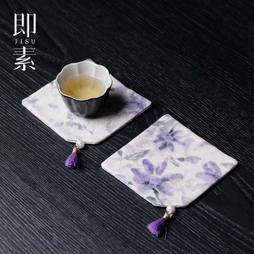 即素手工棉麻杯垫防烫防水隔热