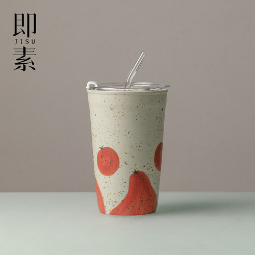 即素手绘柿柿如意直饮随手杯
