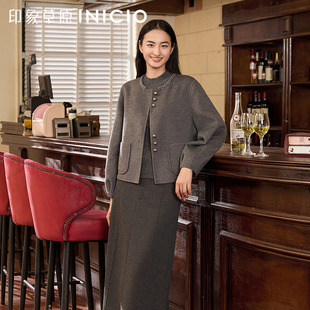 修身 羊毛羊绒外套短款 上衣 大衣女短款 印象草原秋冬新款