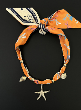 Vintage古着 Orange Popper Geometric Scarf Ocean项链