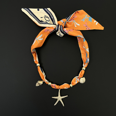 Vintage古着 Orange Popper Geometric Scarf Ocean项链
