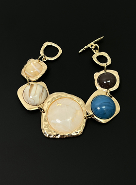 Vintage古着 Color geometric resin gold bracelet手链