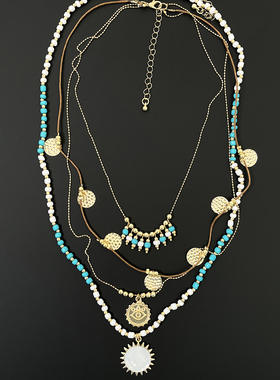 Vintage古着 National Wind Sun Beaded Necklace项链