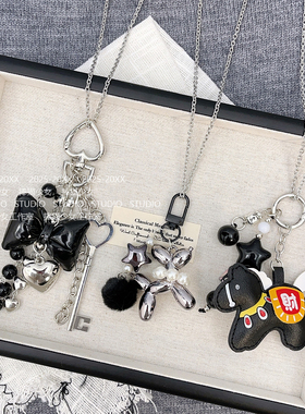 捧猫家-黑色蝴蝶结小马吊坠