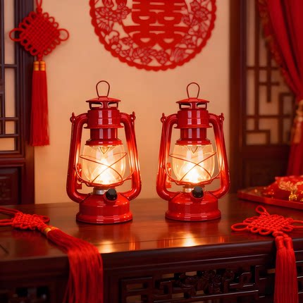 LED充电池船灯结婚娶亲陪嫁双喜电子蜡烛长明灯婚房装饰吉祥好物