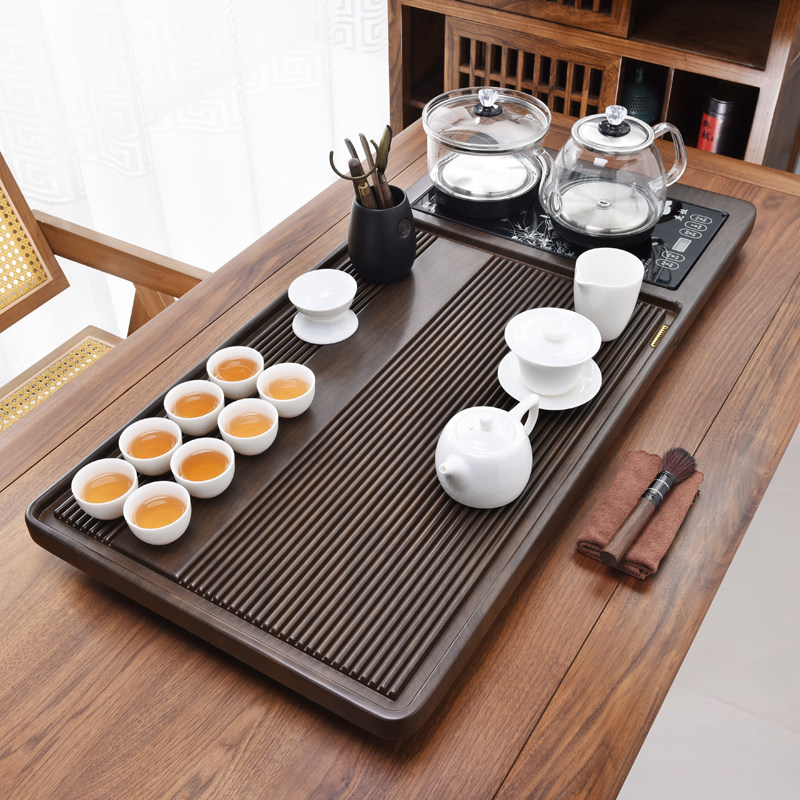 秉纯茶具套组整块茶盘全自动一体烧水壶自动茶台家用中式实木排水