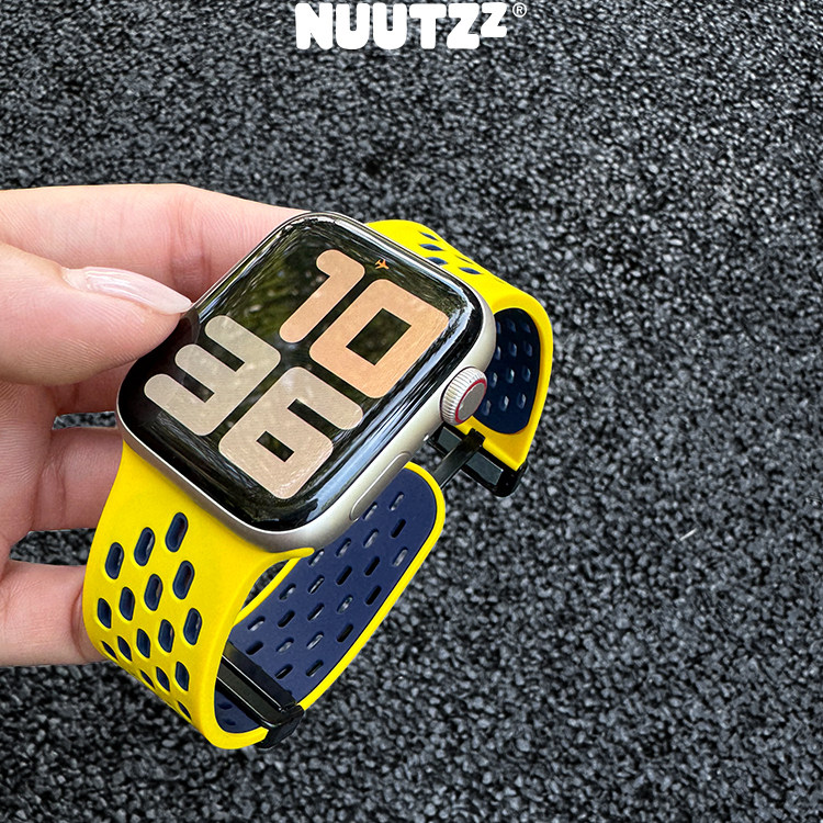 NUUTZz新款s10运动硅胶表带磁吸iwatch手表带适用s11苹果手表带applewatch男女款ultra创意49mm透气se夏季s9