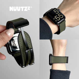 NUUTZz秋冬新款 皮质运动硅胶磁吸iwatch手表带s11适用苹果s10透气applewatch男9女8高级ultra创意49mm夏季