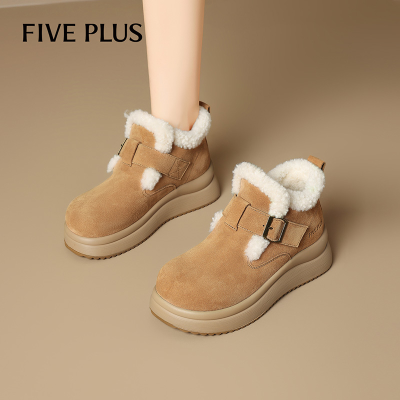 FIVEPLUS厚底真皮雪地靴女