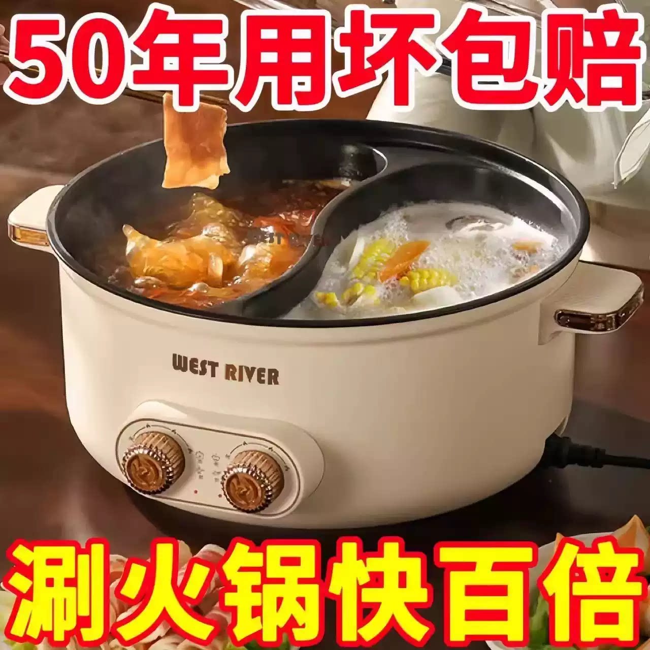 德国正品新款鸳鸯电火锅家用多功能一体式双控鸳鸯锅大功率电热锅