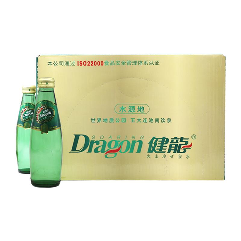健龙 五大连池矿泉水200ml*24瓶 含气泡水火山冷泉水 玻璃瓶