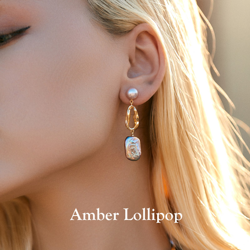 AmberLollipop巴洛克珍珠耳环