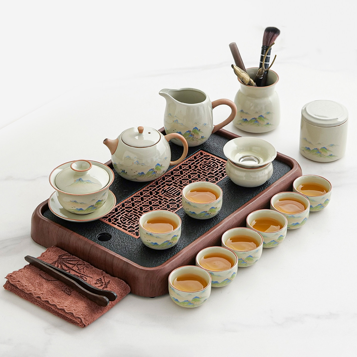 陶瓷功夫茶具套装2026新款汝窑泡茶茶具专用茶壶茶杯喝茶高档轻奢