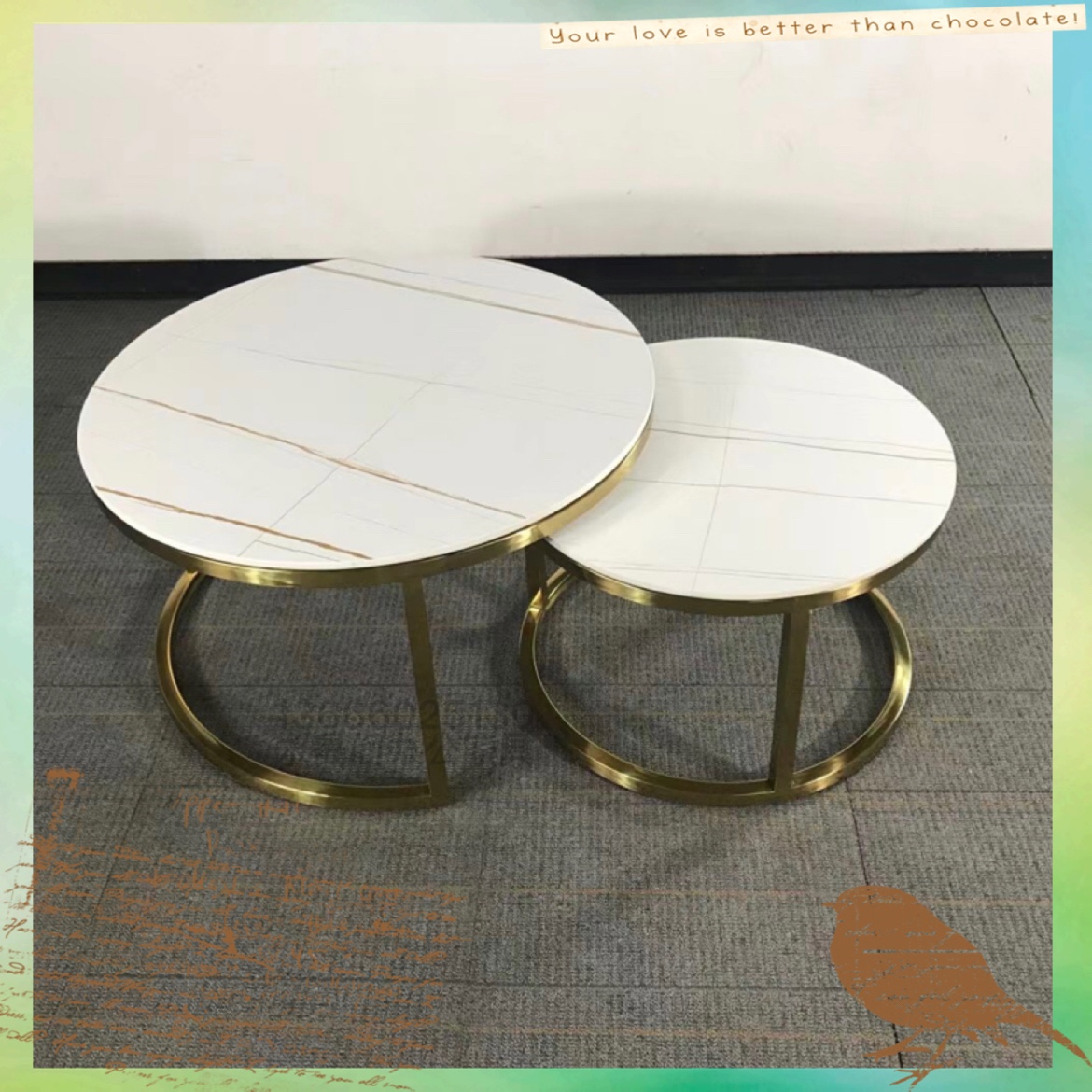 北欧轻奢岩板茶几现代简约客厅家用小户型圆形茶桌大理石茶几组合