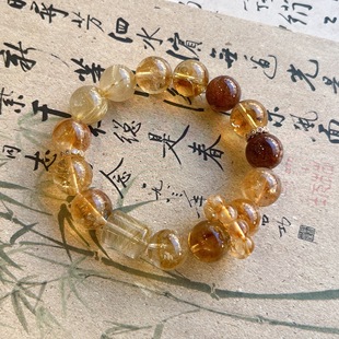 天然发晶黄塔晶水晶手链大颗粒珠子发晶柱子高级感水晶手串送闺蜜